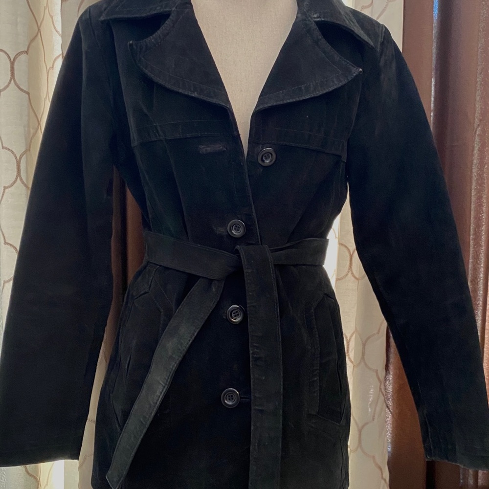 Urban Vibe Black Suede Jacket-100% Leather Size S